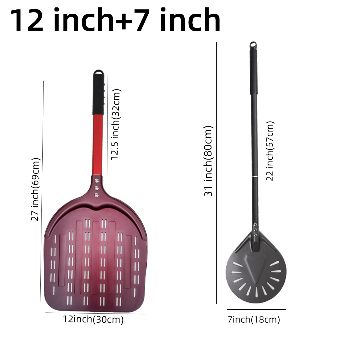 12 13 14 & 7 Inch Pizza Schil Lange Steel Draaien Peddel Aluminium Pizza Turner Bakken Tool Geperforeerde Keuken accessoires