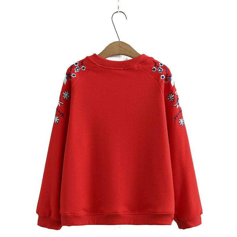 Sudaderas con capucha para mujer, ropa de talla grande, sudaderas holgadas informales bordadas con forro polar Floral, Tops cálidos para mujer , Otoño e Invierno 236