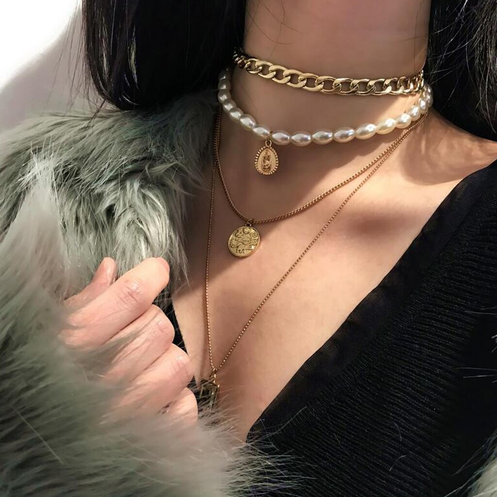 Mode Multi-Lagen Lange Trui Hanger Ketting Choker Ketting Voor Vrouwen