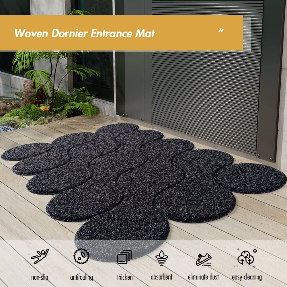 Udendørs dørmåtter, indendørs velkomstmåtte til sko, skridsikker vandabsorberende gummimåtte til indgangen, smudsafvisende gulvmåtte, dekorativt tæppe