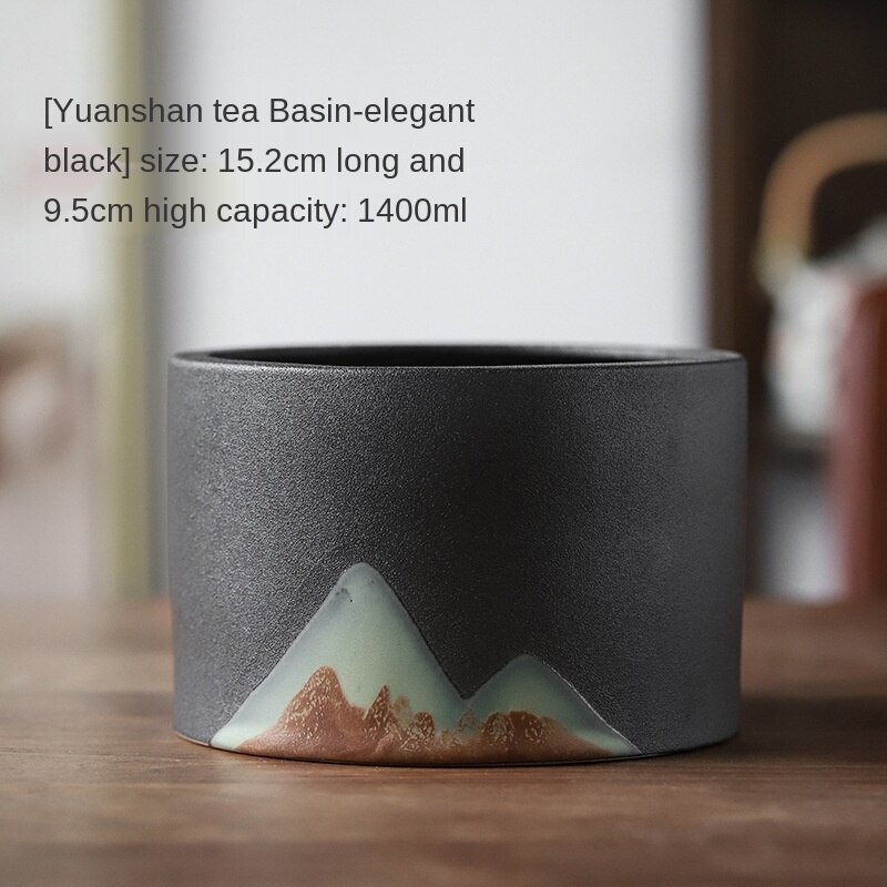 Tea Wash Large Japanese Zen Household Black Porcelain Tea Cup Washing Utensils Tea Tray Jianshui Tea Wash Tea Basin: Large tea wash A