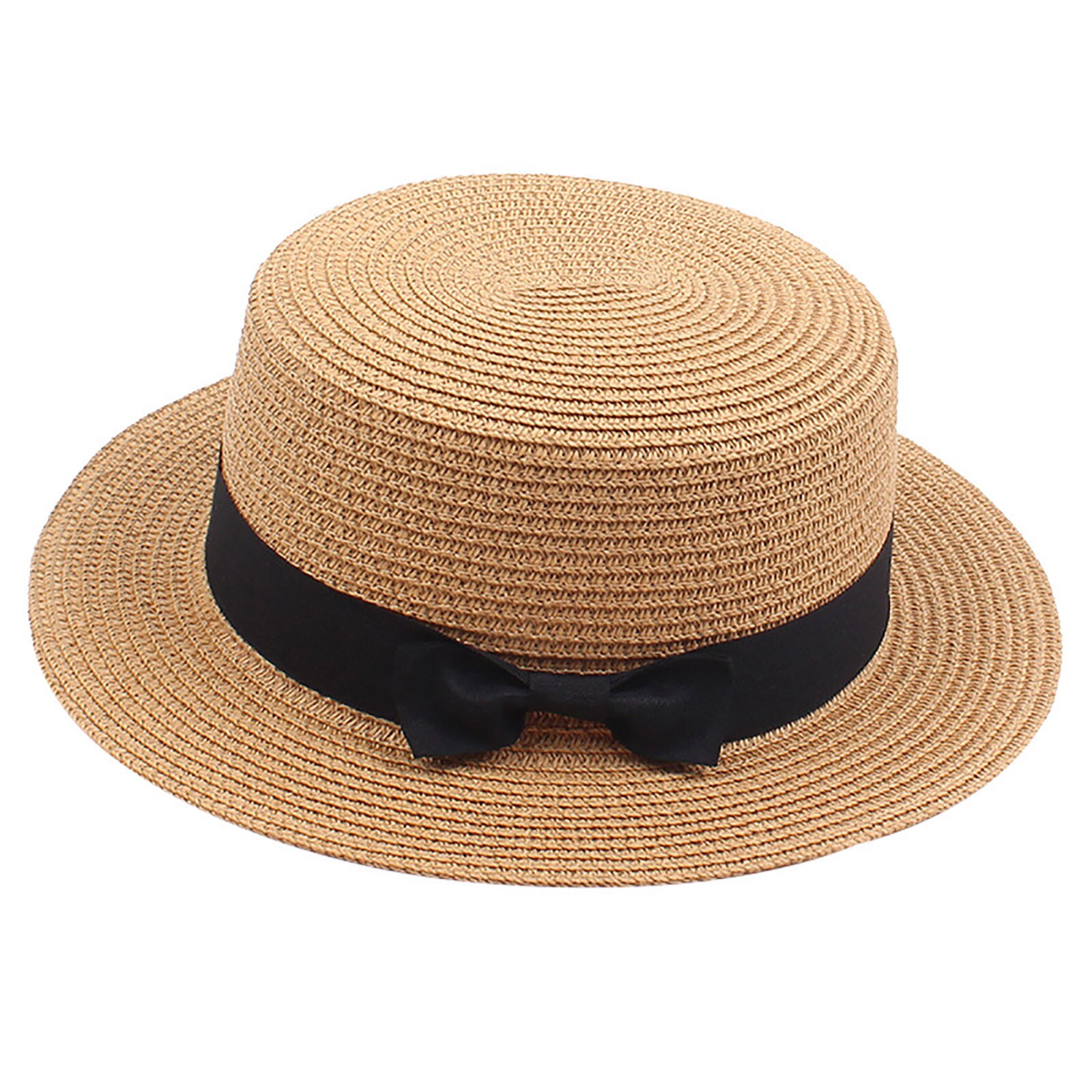 Outdoor Zomer Vrouwen Schipper Strand Hoed Brede Zijde Vrouwelijke Casual Visser Hoed Klassieke Strik Straw Zonnehoed Cap Fedora: KH