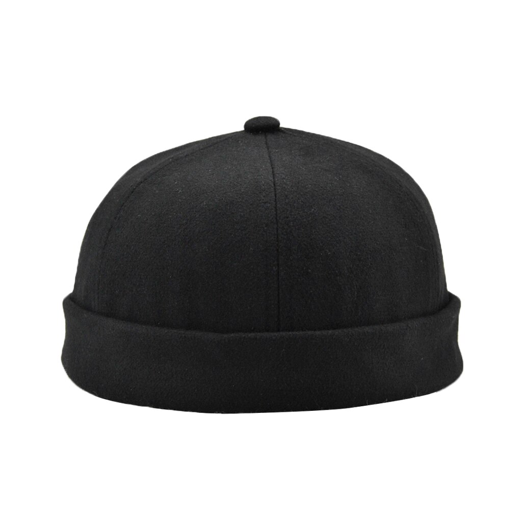 Mænd kvinde teenagere skullcap urhue brimless krog & løkke cap sømand hat  (5 farver): Sort