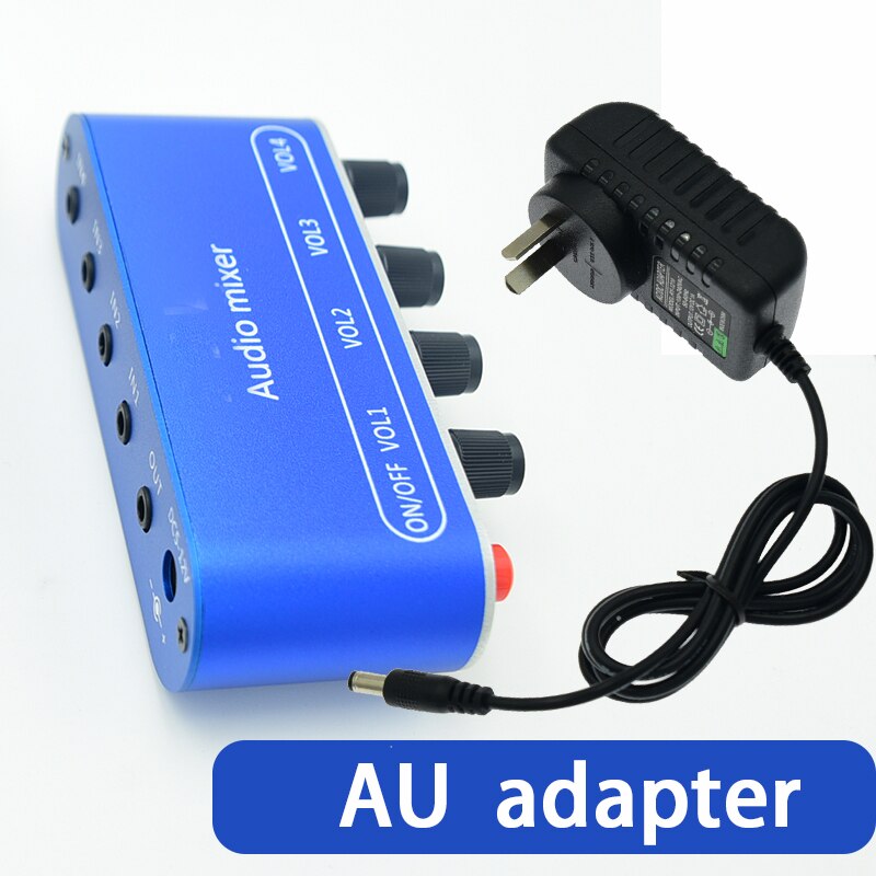 Stereo AUX mini JACK 3.5 mm Audio Mixer 4 Input to 1 output Individually Controls Board Sound mixing DIY Headphones Amplifier: black