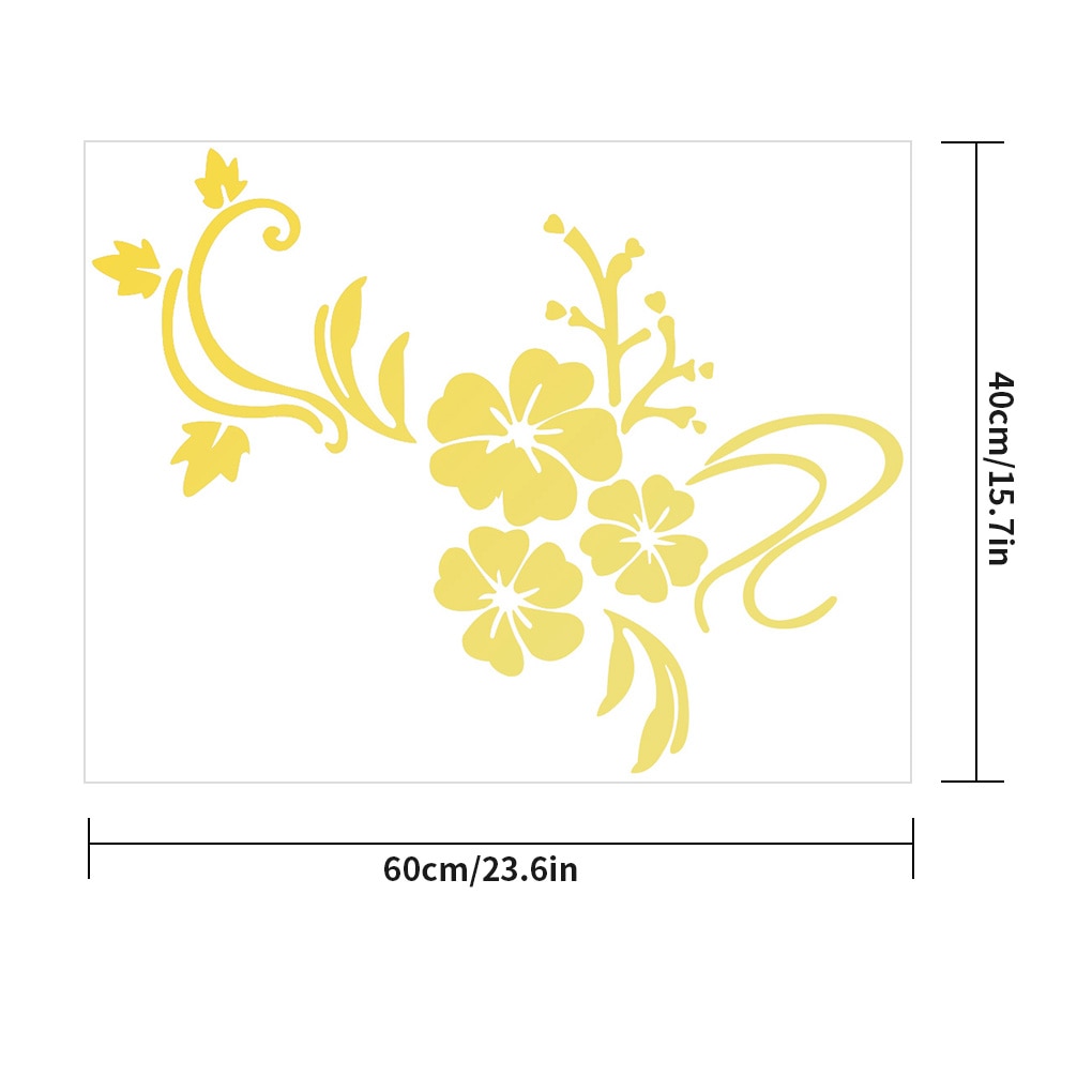 Hibiscus Shape Wall Sticker 3D Flower Acrylic Mirror Decal Bath Home Decor Sticker Self Adhesive Home Wall Decoration Supplies