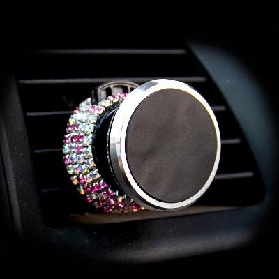 Diamant Kristal Auto Telefoon Houder Magnetische Air Vent Mount Mobiele Telefoon Stand Magneet Ondersteuning Mobiele in Auto GPS Voor iPhone samsung: Pink