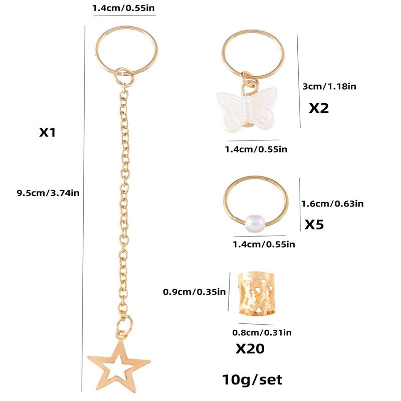 1set Dreadlock Hair Rings Hair Jewelry Cuffs Clip Hair Braids Dirty Braids Bead Hippie Hairpin Accessories Headwear For Women