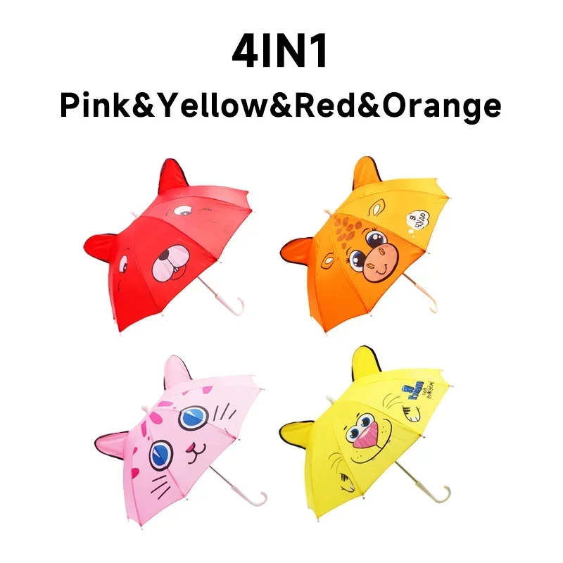 Mini Tier Regenschirm Kinder Foto Requisiten Kleine Gerade Regenschirm Tragbare Wasserdichte Kinder Cartoon Lange Griff Sicherheit Regenschirm: Licht Gelb