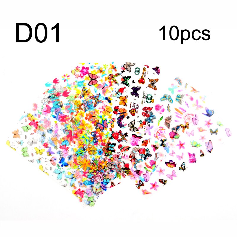 1 set rol bloemen nagelstickers retro kerst nagelfolie nageltransfer sticker zoete parijs script nageldesigns manicure: D01