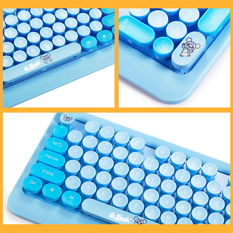 Trådløst tastatur og mus sæt bluetooth retro punk skrivemaskine 104 nøgler til office pc desktop notebook mac windows  #k68