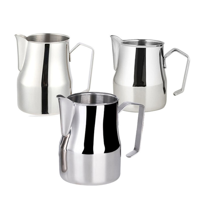 Rostfritt stål mjölkkanna espressokoppar kaffe skumglas muggar italiensk latte art latte mjölkskummande kanna kanna kopp 350/500/750 ml