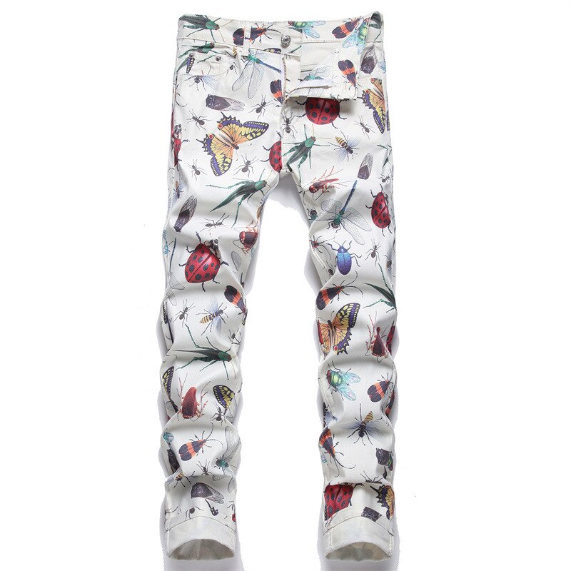 Jean imprimé papillon et insecte pour homme, pantalon moulant en Denim, extensible, coloré, avec motifs d&#39;animaux en 3D, idéal pour les boîtes de nuit: 31