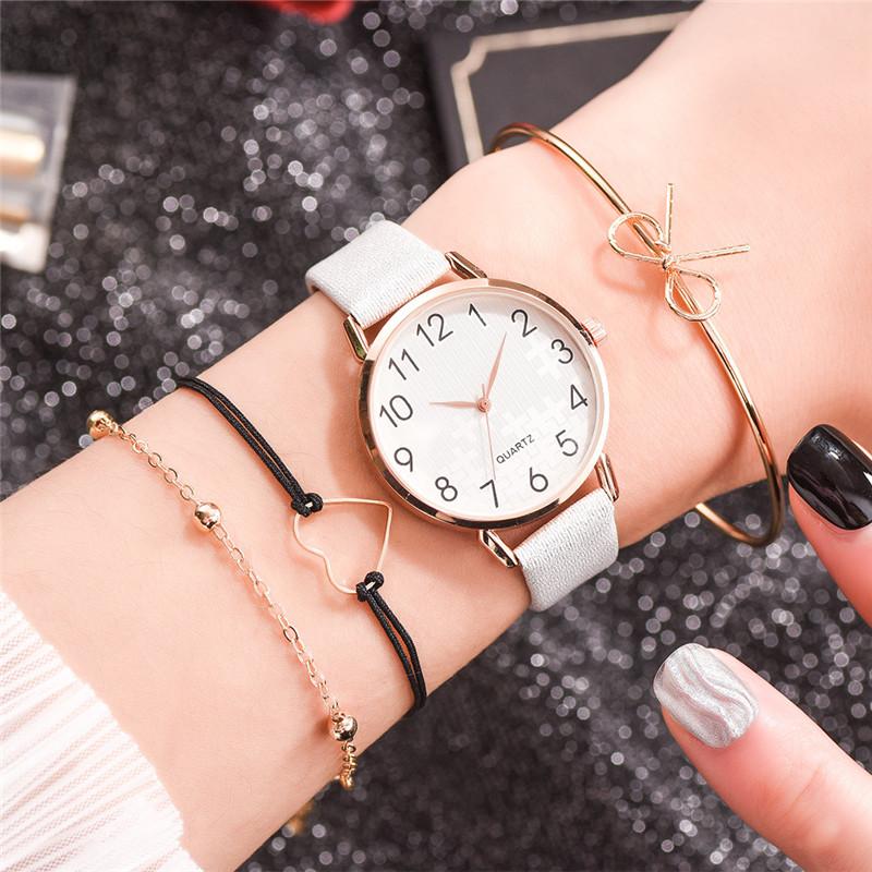 Vrouwen Mode Witte Horloge Quartz Lederen Dames Horloges Nieuw Eenvoudige Nummer Dial Vrouw Klok Montre Femme
