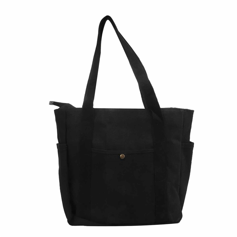 Large Capacity Canvas Tote Bags For Work Commuting Carrying Bag College Style Student Outfit Book Shoulder Bag: black