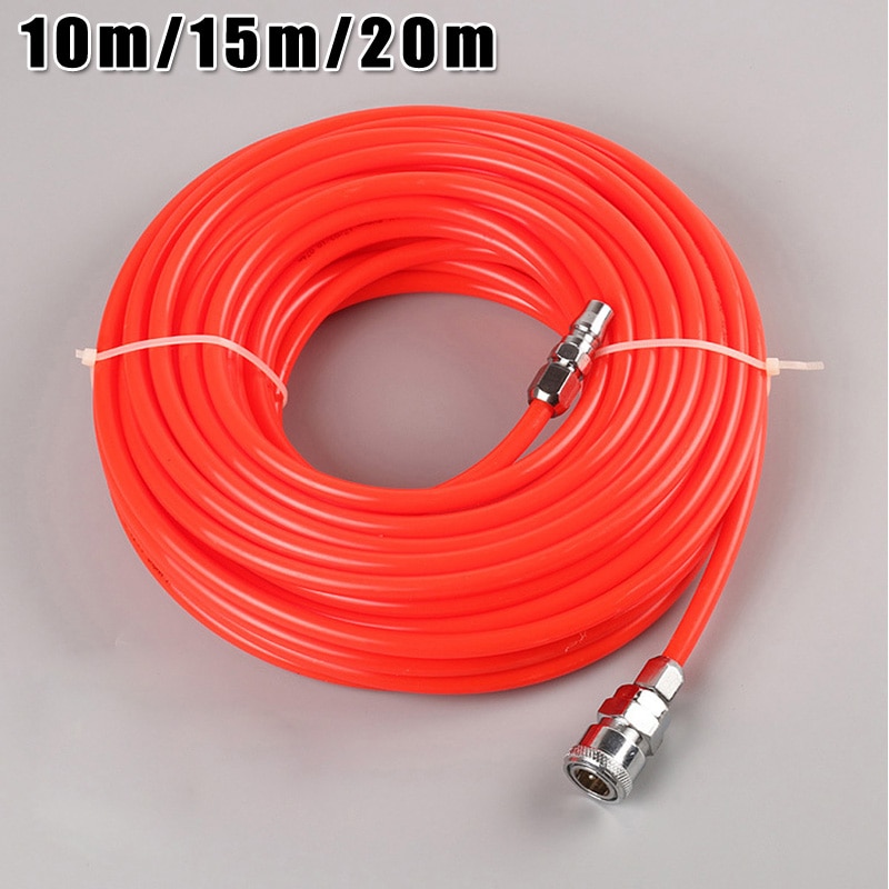 10M/15M/20M Hoge Druk Flexibele Luchtslang Compressor W/ Quick Connector 5X8Mm Rechte Buis Pe Pijp Riem Rode Pneumatische Slang