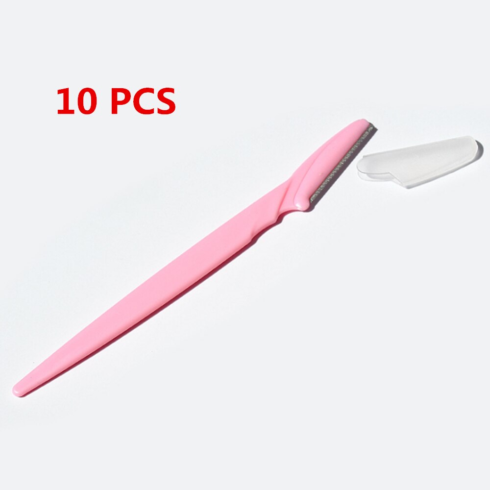 Rasoir de sourcils Portable sourcil rasoir rasoir yeux sourcils Shaper outil de mise en forme ciseaux épilation du visage pour les femmes outils de maquillage: 10pcs Pink