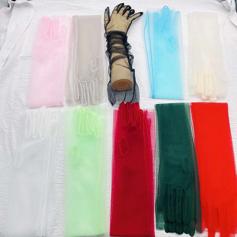 Gloves for Women Dress Sheer Mesh Gloves Sexy Thin Elbow Long Gloves Wedding Full Finger Anti-UV Cycling Driving Mittens