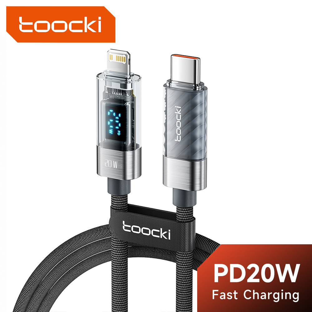 Toocki  pd20w usb type c-kabel til iphone 14 13 12 11 max xs ipad digitalt display usb iphone-opladerkabel hurtigopladningsledning