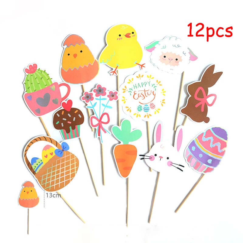 12Pcs/set Birthday Photo Props Cartoon Animal Wreath Love Photobooth Props Birthday Decoration Summer Party Supplies: Chick