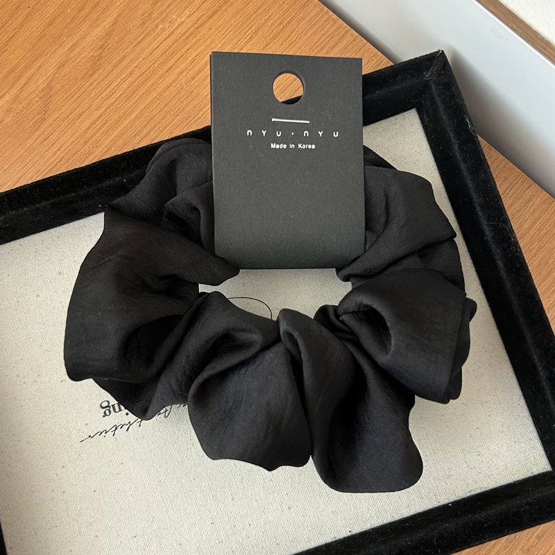 Coleteros de satén Retro de Corea para mujer, bandas de goma elásticas para el cabello grandes, lazos para el cabello de seda para niñas, diademas negras, accesorios para el cabello: Gris