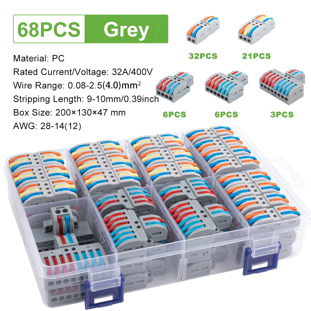 Mini Fast Wiring Connectors Universal Compact Splitter Electrical Cable Push-in Conductors Connector With Lever Terminal Block: black