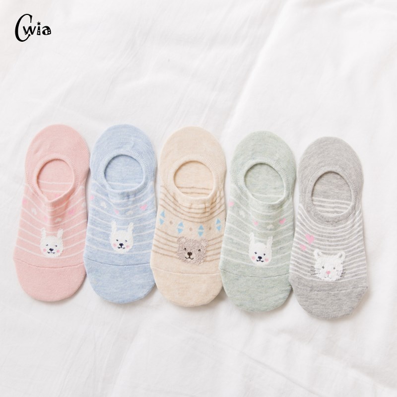 Colorful animal Invisible Short Woman Sweat summer comfortable cotton girl women's boat socks ankle low female 1pair=2pcs XG36