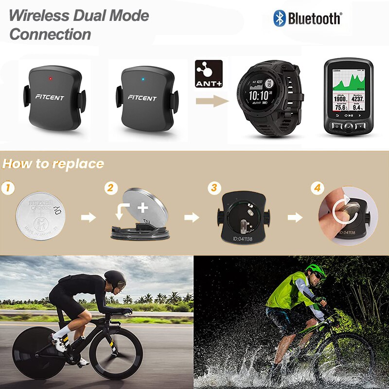 Fitcent Dual Mode Hartslagmeter Ant + Blutooth Fiets Cadans Snelheidssensor Cyling Computer Voor Wahoo Garmin Zwift Sport