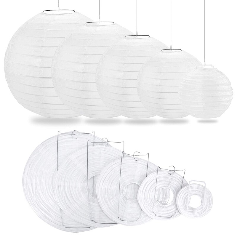 30 Pcs 4 inch-12 inch White Paper Lantern Chinese Lanterne Papier Lampion Wedding Party Halloween Christmas Event Hanging Decor