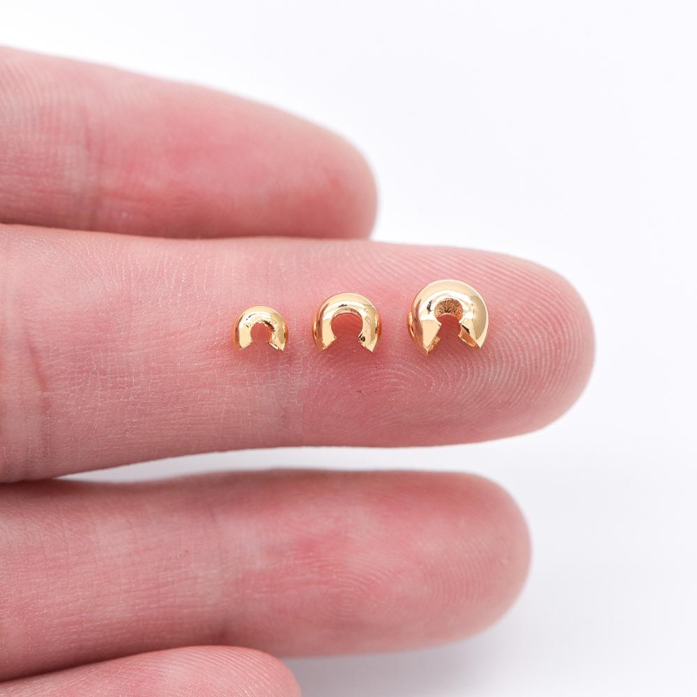 20pcs Gold Crimp Beads Covers, 18K Gold plated Brass, Conceal Crimp Ends 4/ 5/ 6mm (GB-637)