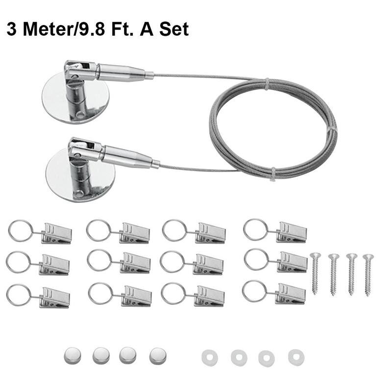 Steel Curtain Wire Curtain Wire Rod Set Wire Rope Cable Tensioner Decorative Accessories Hanging Curtains Clothes: Default Title