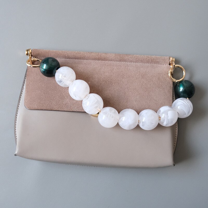 Damestas accessoire wit groen acryl hars onderdeel luxe handgemaakte kralen polsband vrouwen vervangende tas handvat cirkel