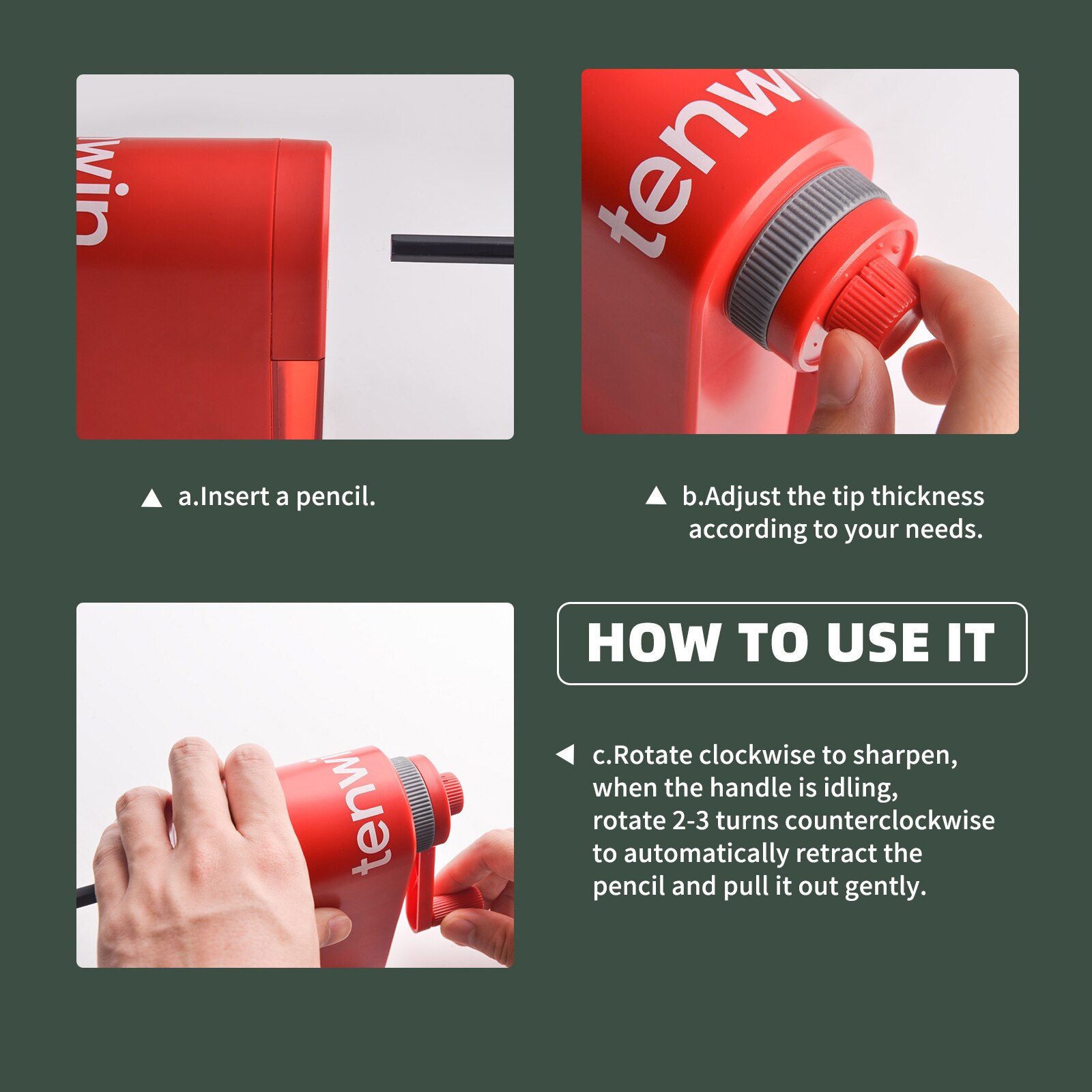 Adjustable Manual Pencil Sharpener Hand Crank Pencil Sharpener Sharpness for 6.5-8mm Pencil for Students School Office Supplies