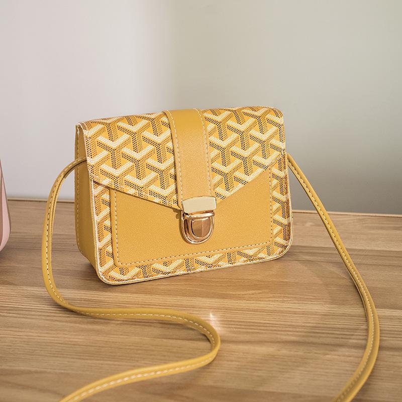 Mini Bag For Women Travel Crossbody Bags Korea Style Simple Messenger Bags PU Leather Lock Shoulder Bags: Yellow