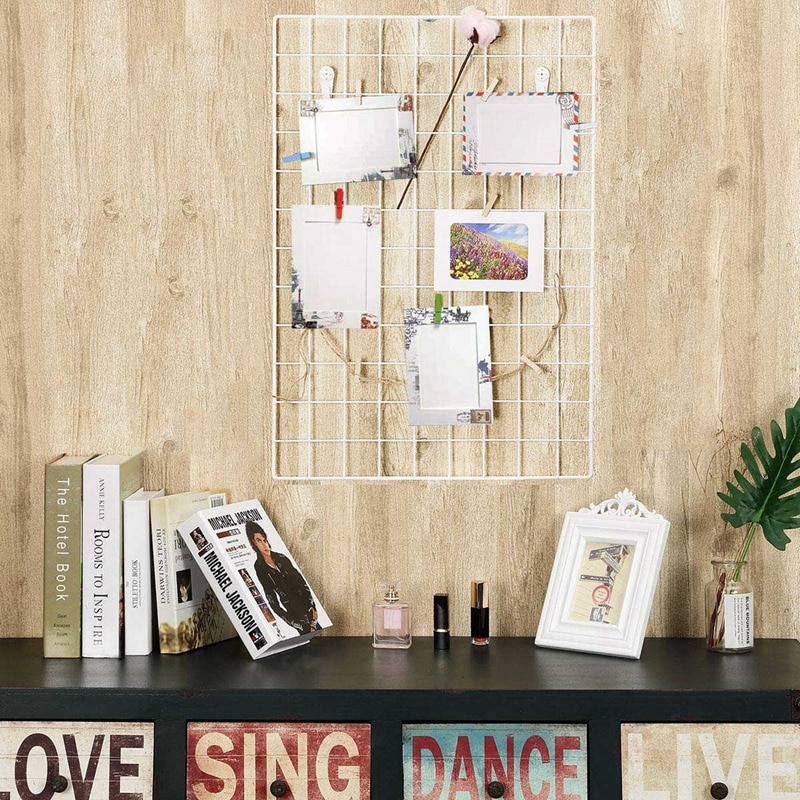Panel de rejilla, pantalla de pared de fotos, decoración de pared de malla, pared de imagen colgante multifuncional, pantalla de arte DIY, con ganchos en forma de S, Clip