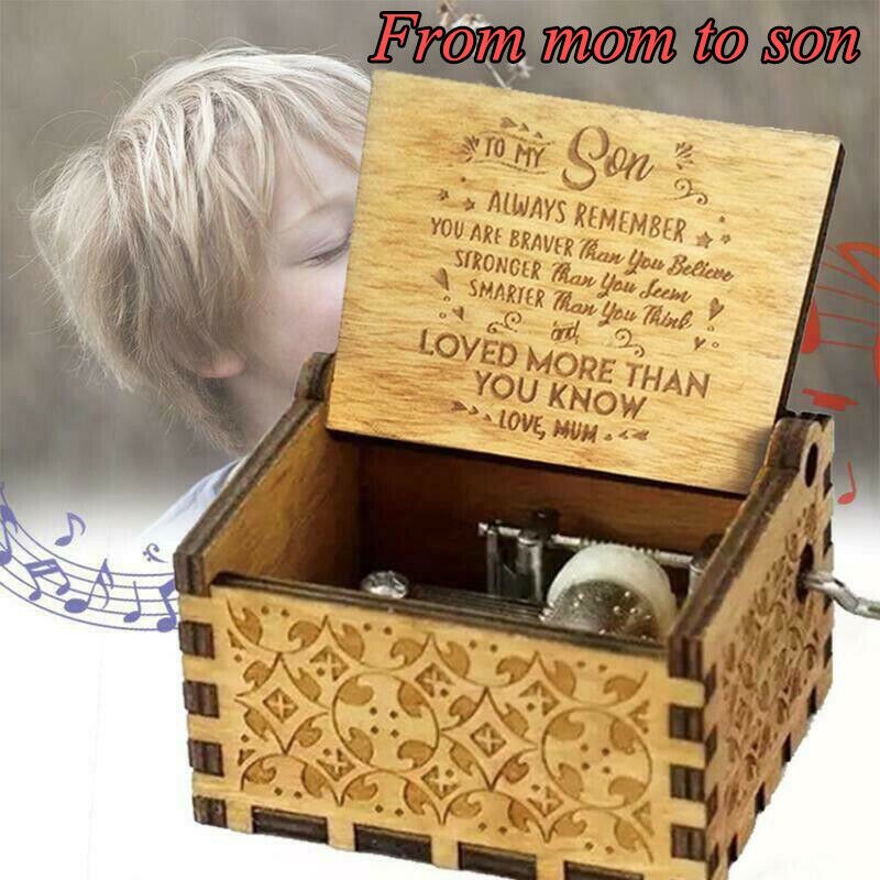 You Are My Sunshine-Wooden Engraved Music Box for Mom/Dad To Daughter/Son Music Boxes Home Decor: E