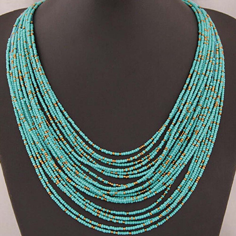 Bohemian Stijl Kleurrijke Kwastje multi-layer Hand geweven Kralen Kraag Bib Ketting Statement Ketting vrouwen Mode Accessoires: BL