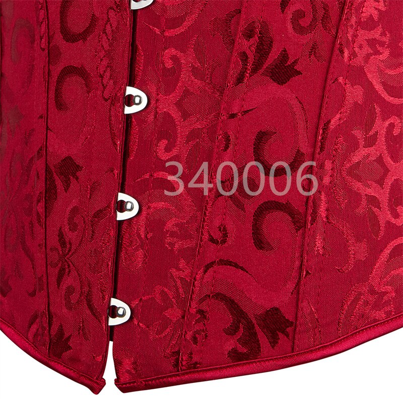Corsé rojo vino corpiño Tops Sexy de encaje Push Up talla grande Corset estampado de flores Overbust victoriano Burlesque disfraz Vintage