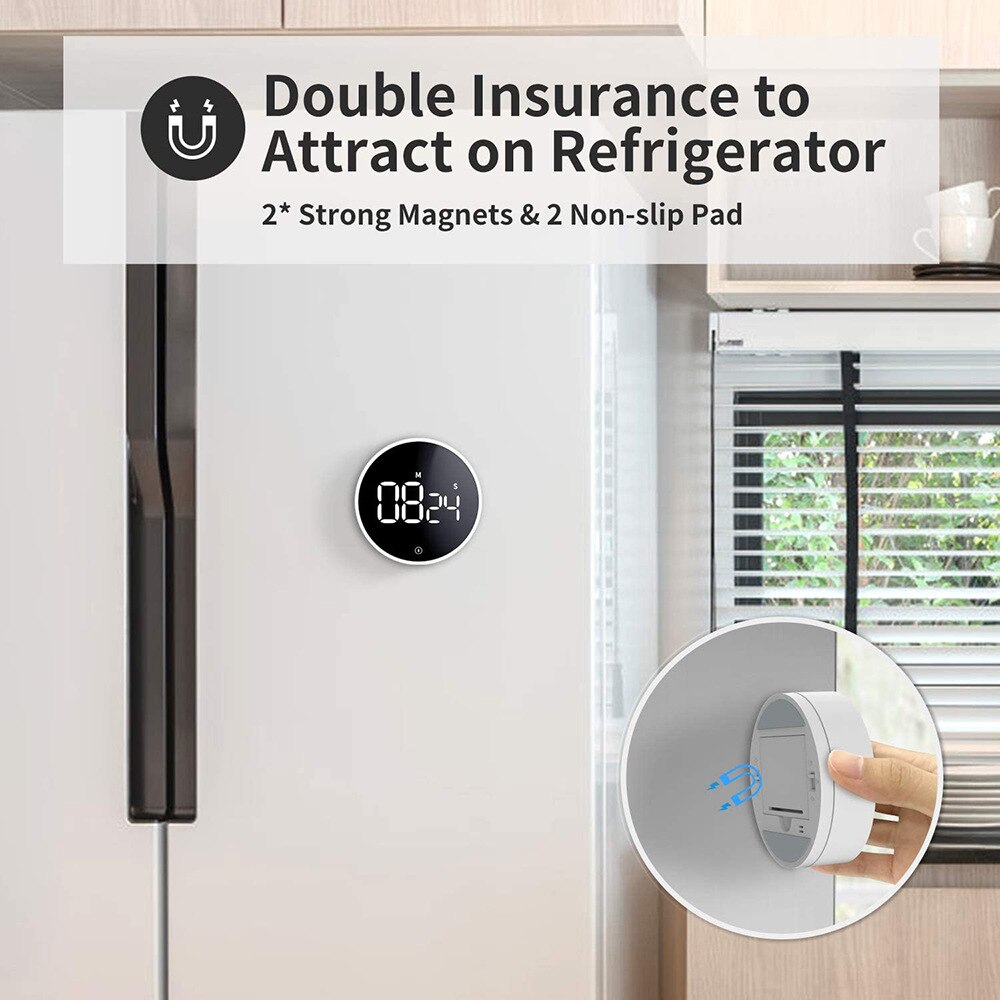 Magnetic LED Digital Timer Electronic Countdown Alarm Clock Kitchen Timer for Cooking Study Shower Volume Adjustable