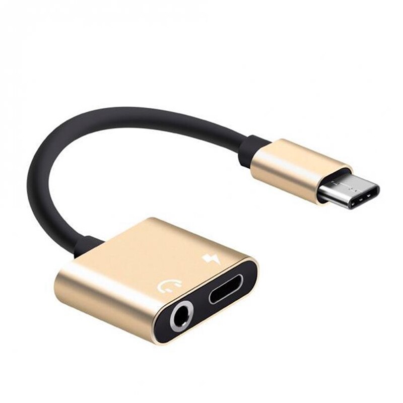 Adapter Ladung Kopfhörer 2 in 1 Typ-C zu 3,5mm Jack Kopf Aux Audio- USB C Kabel: GD