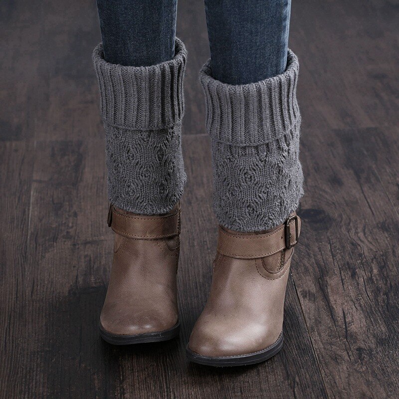 Autumn Crochet Boot Socks Women Knit Leg Warmer Short Boot Cuffs Buttons Winter Sports Socks Knitted Gaiters Leg Warmers