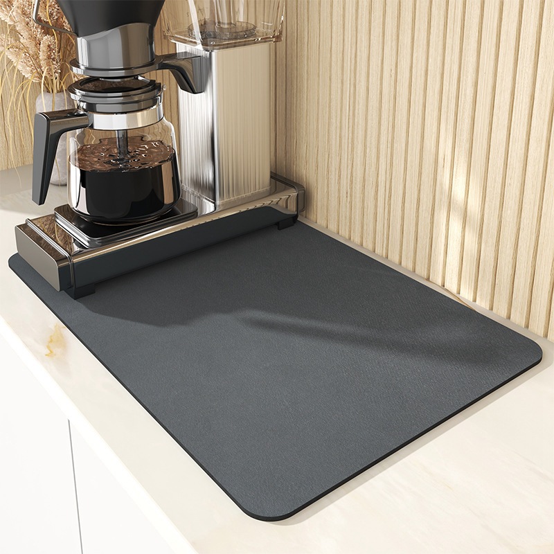 Grand tapis de cuisine Super absorbant, tapis de vidange de plat à café, tapis de séchage, tapis de vidange de salle de bains à séchage rapide, napperon de robinet de cuisine: S / Black