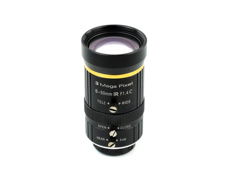 Industrial Zoom Lens, 8-50mm Adjustable Focal Length, Adjustable Angle Of View, C-Mount, Compatible With Raspberry Pi Hi