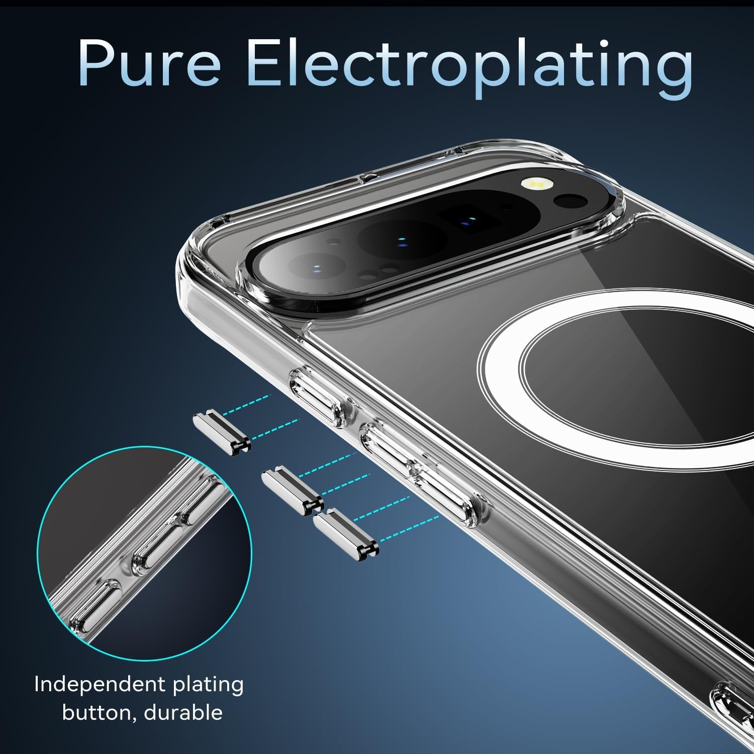 2-in-1 Magsafe portemonnee kaartsleuf transparant hoesje voor Google Pixel 9 Pro XL 8 Pro 7A 8A 9A duidelijke standaardhouder harde magnetische hoes