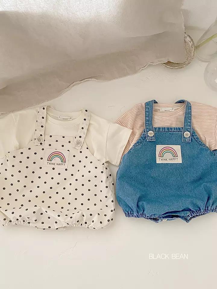 2022 sommer Neue Baby Junge Ärmellose Denim Karosserie Kleinkind Mädchen Nette Punkt Overall Baby Kleinkind Regenbogen Drucken Gesamt Kleidung