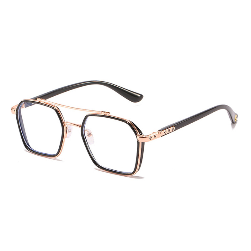 Gafas cuadradas de doble puente para mujer y hombre, lentes de luz azul, Vintage, transparentes, para conducir y pescar, con montura de gran tamaño, nuevas: Azul