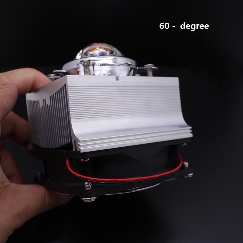 100W LED Aluminium Kühlkörper Lüfter + 60 grad 90 grad 120Grad44mm Objektiv + Reflektor Brack: 60dLens Heatsink Fan