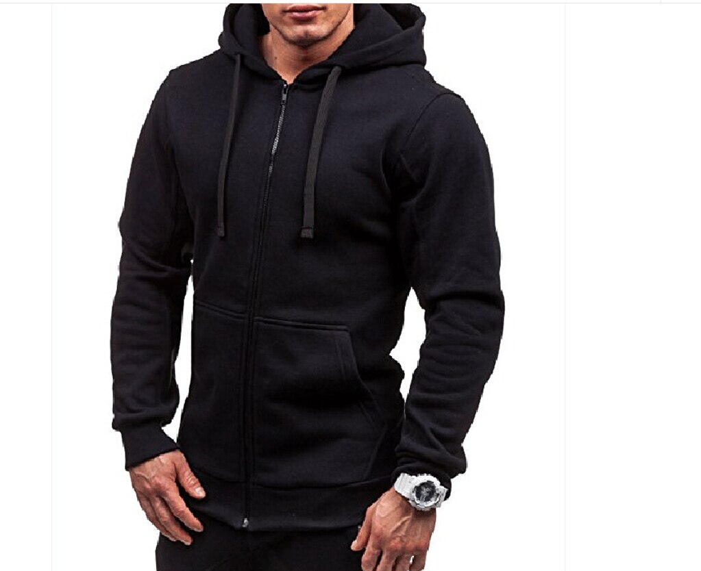 Sudadera con capucha ajustada para hombre, de manga larga, Hip Hop, musculosa, camiseta Casual, blusa, invierno, más cálido, sudaderas para hombre, nueva: L / Negro