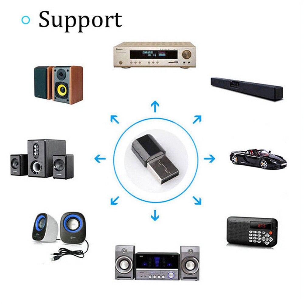 USB Bluetooth Muziek 3.5mm Draadloze Audio Stereo Receiver voor Car AUX Thuis Speaker USB Ontvanger Adapter Black