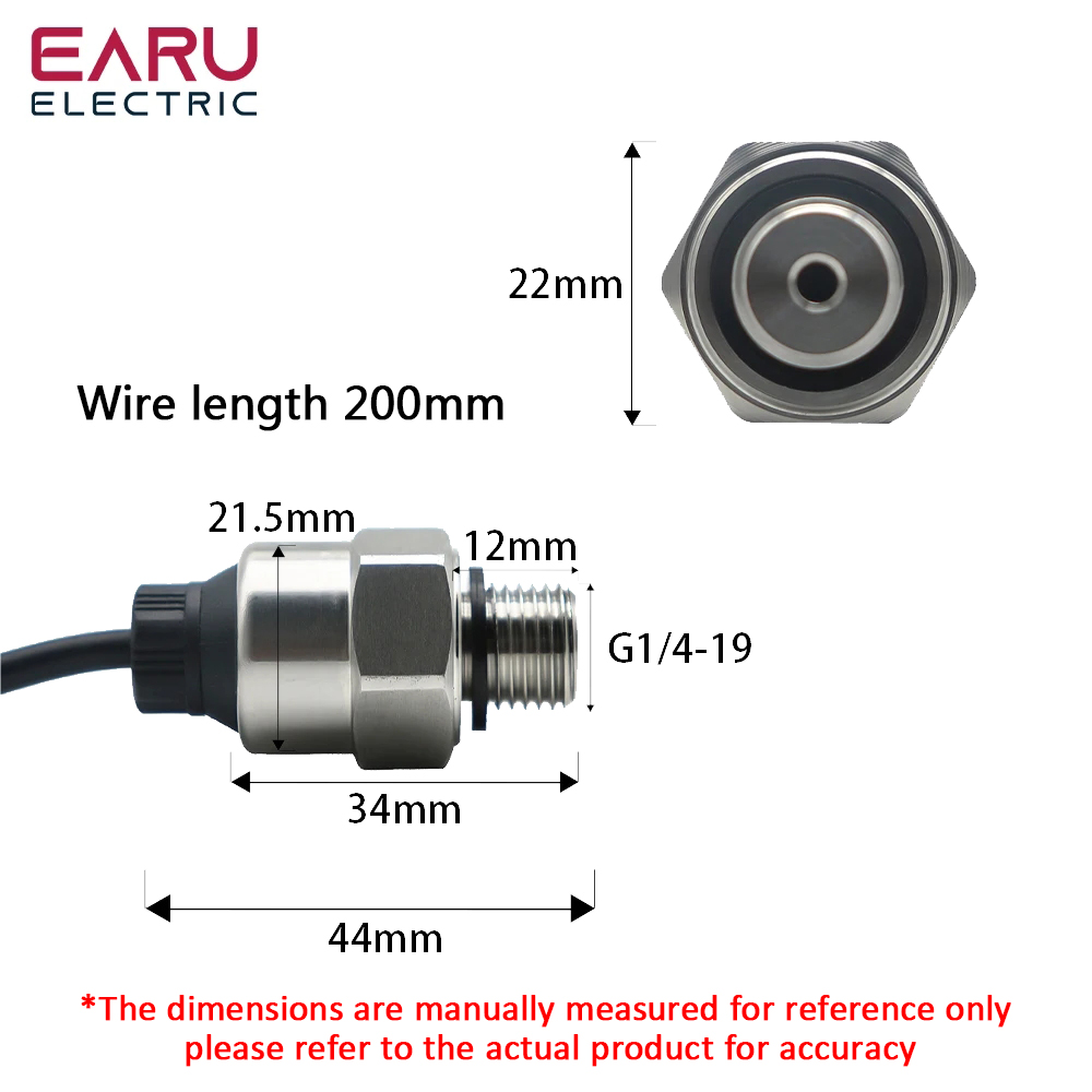 Drucksensor-Absender für Wasser, Öl, Kraftstoff, Gas, Luft, G1/4, 5 V, Keramik-Sensor, Edelstahl, 0,5 MPa, 1,2 MPa, Wandler