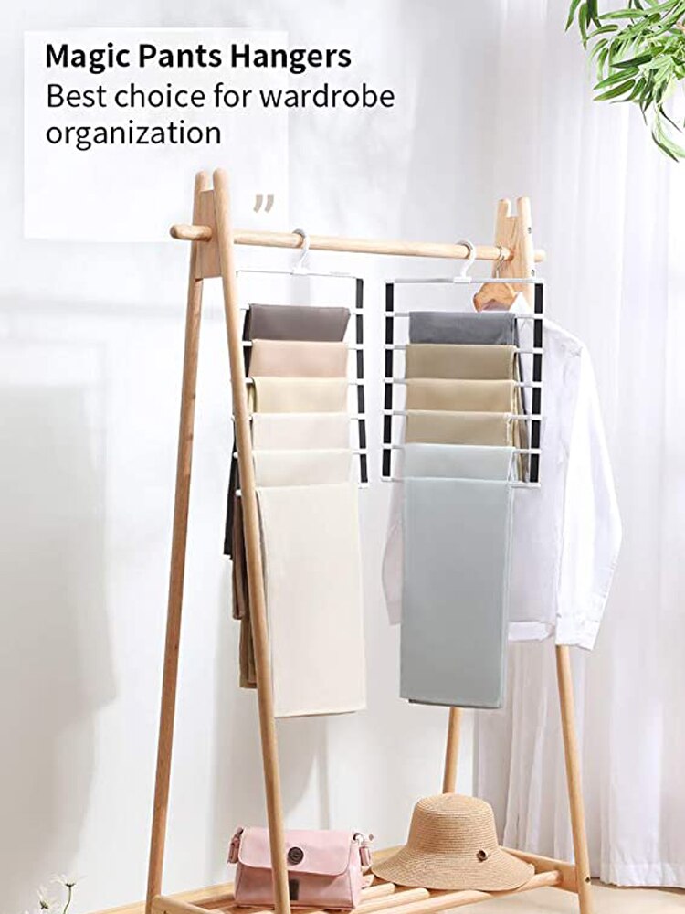 Opvouwbare Kast Broek En Rokken Garderobe Hangers Voor Bespaart Ruimte Meerdere Broek Rack Slaapkamer Kast Loft Kleding Organisatoren